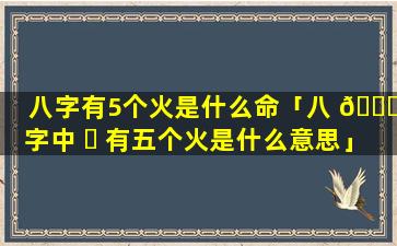 八字有5个火是什么命「八 🐝 字中 ☘ 有五个火是什么意思」